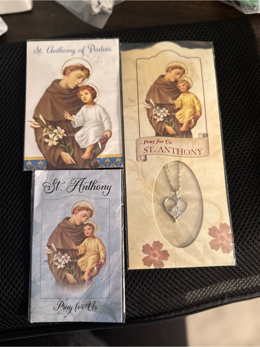 Source Unknown Silver Heart Locket Necklace with St. Anthony Prayer Card Set
